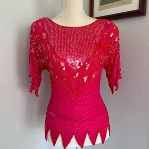 Barbiecore 80s sequin blouse